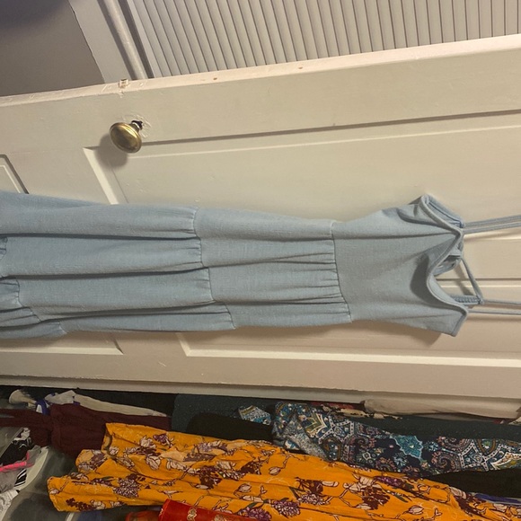 NWOT Nasty Gal baby blue open back tiered maxi dress - Picture 5 of 9